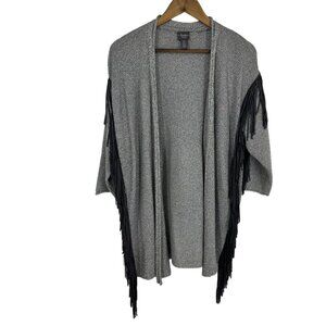Chico's Travelers Collection Long Sleeve Open Front Fringe Cardigan Size 0 US S